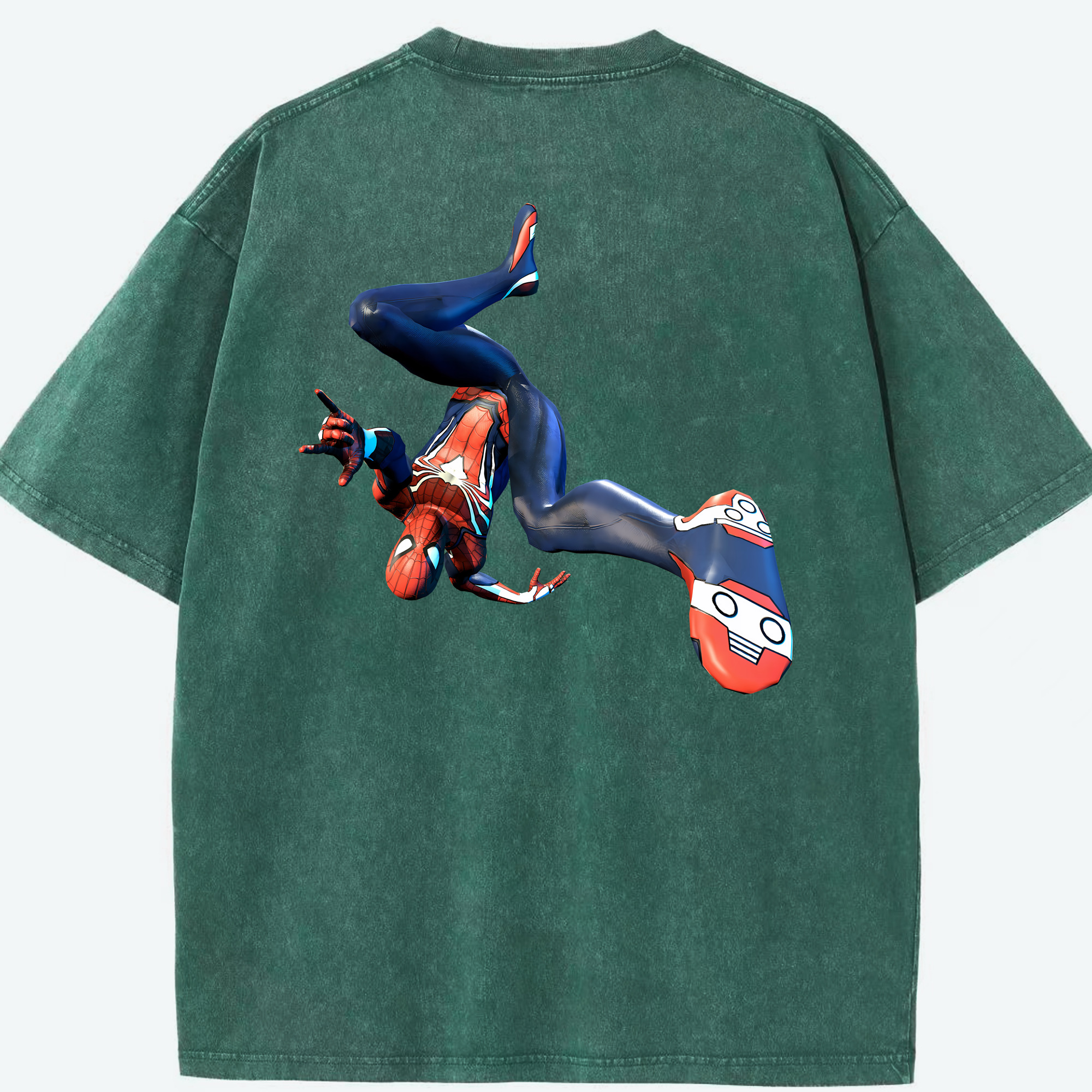 （画像用） Spider Man スパイダーマン 綿100% ヴィンテージ風 半袖Tシャツ（背面プリント）